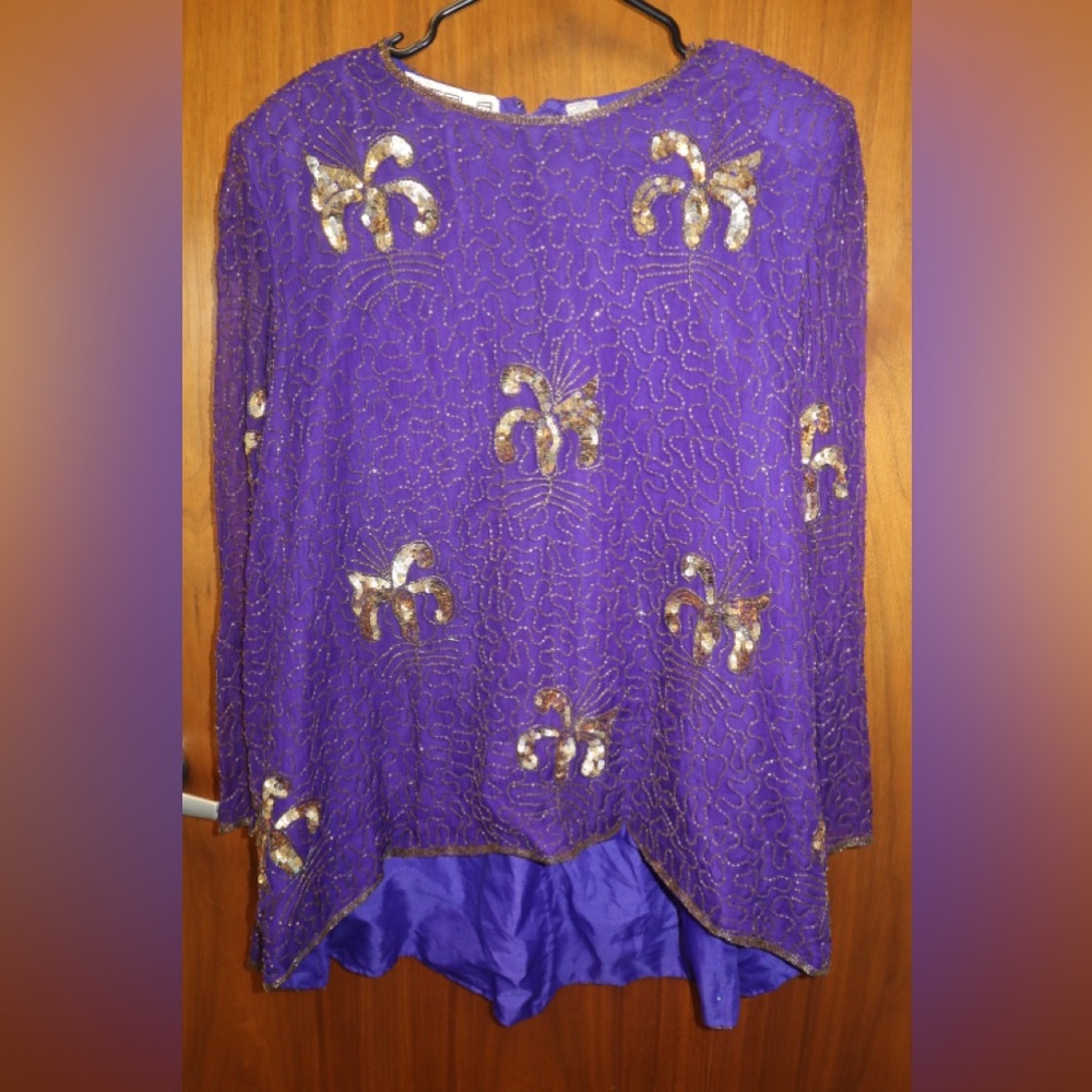 Vintage Scala Purple and Gold Embellished Two Piece Beaded Beauty